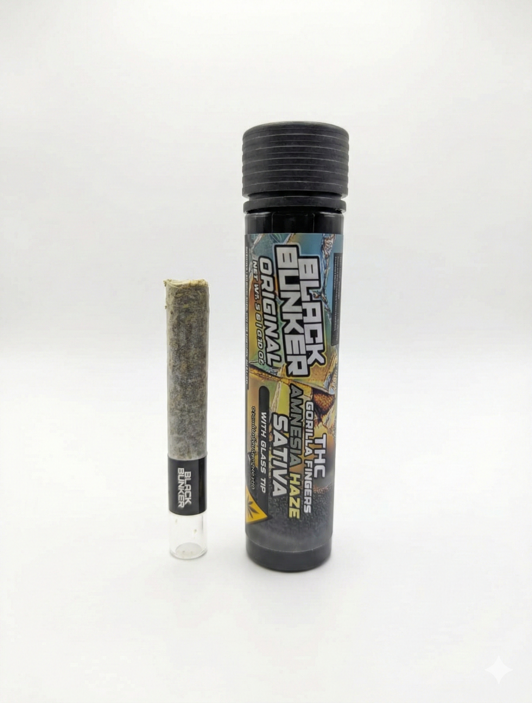 Black Bunker THC Gorilla Fingers Glass Tip Pre Rolls 3G - Dummy Vapes