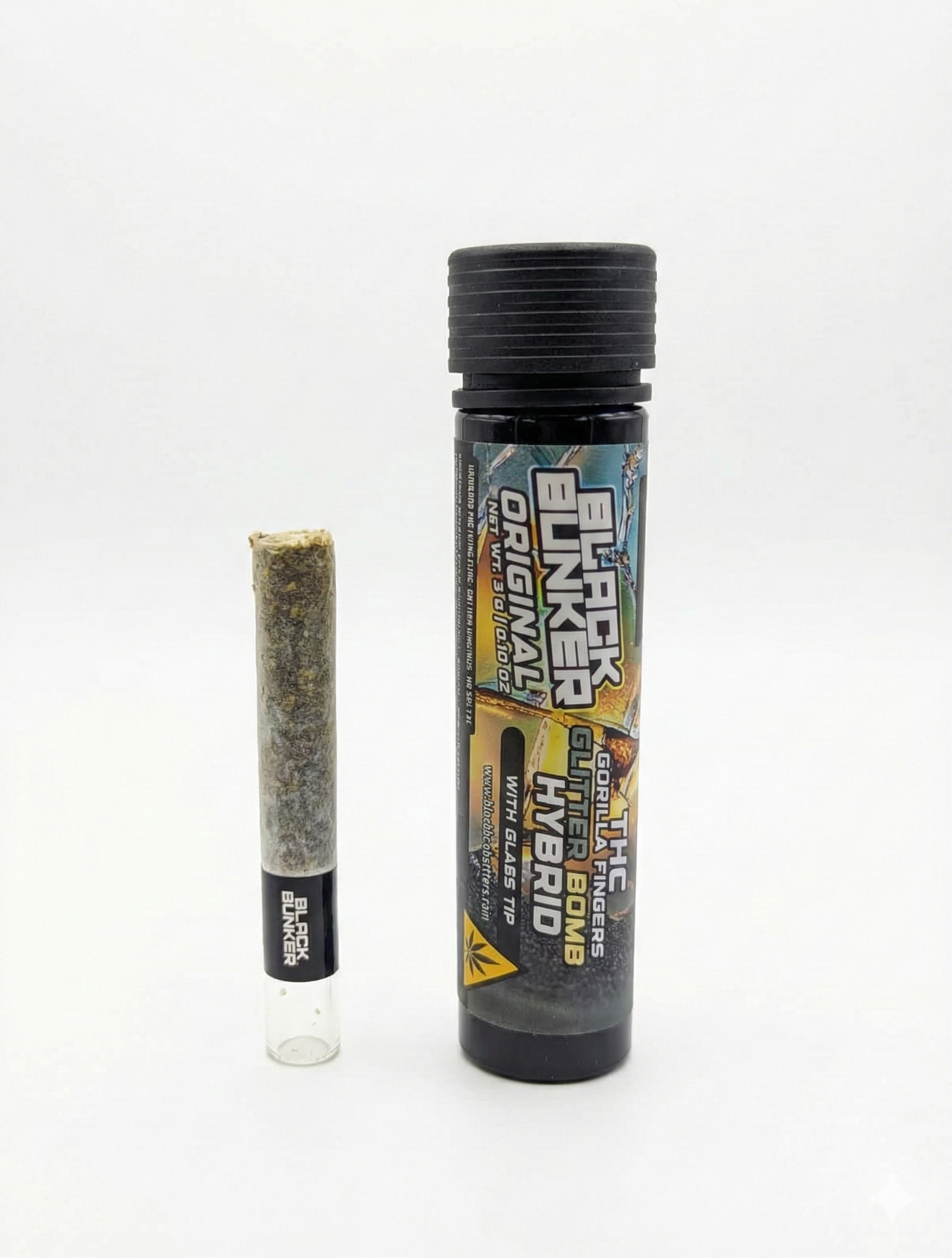 Black Bunker THC Gorilla Fingers Glass Tip Pre Rolls 3G - Dummy Vapes
