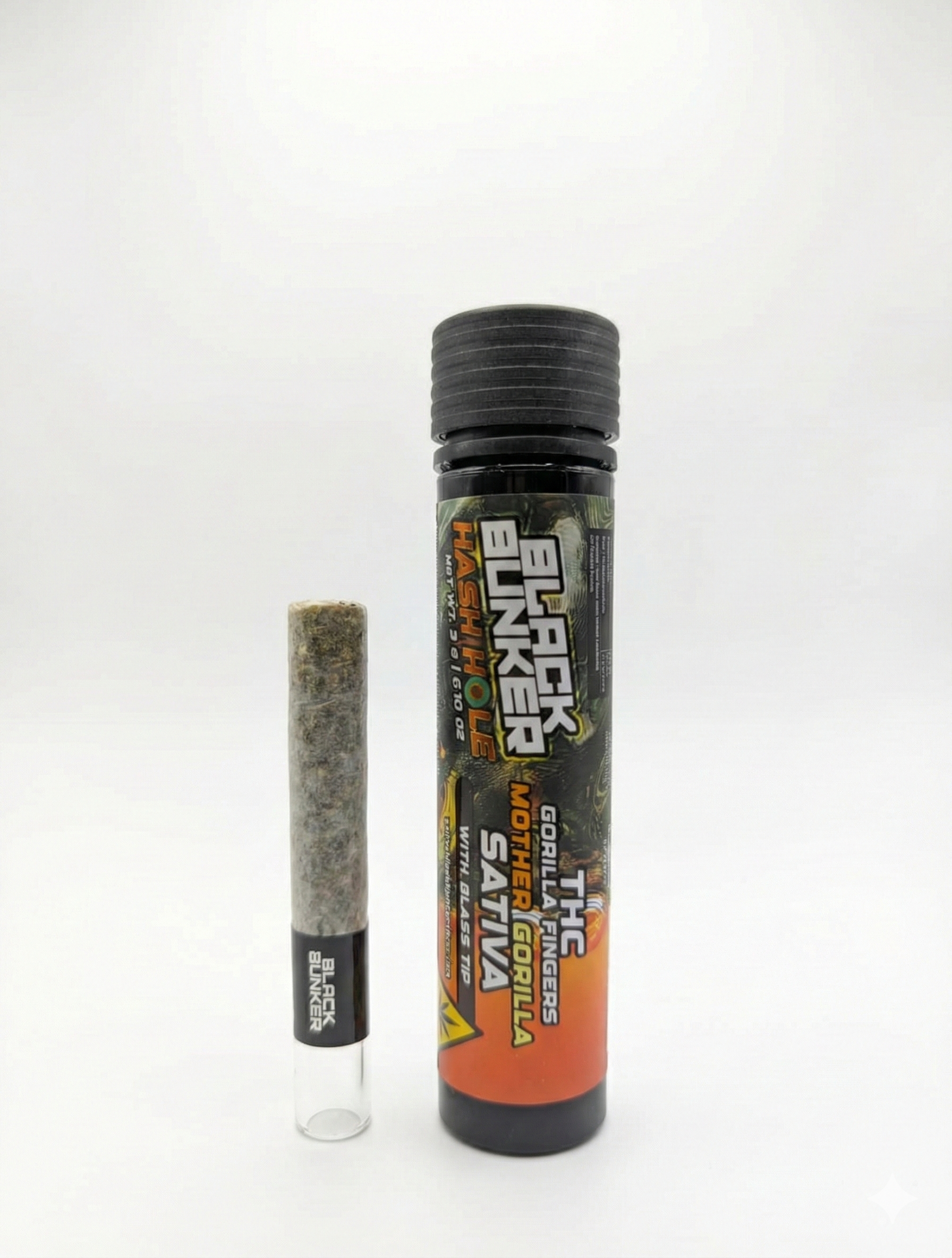 Black Bunker THC Gorilla Fingers Glass Tip Pre Rolls 3G - Dummy Vapes