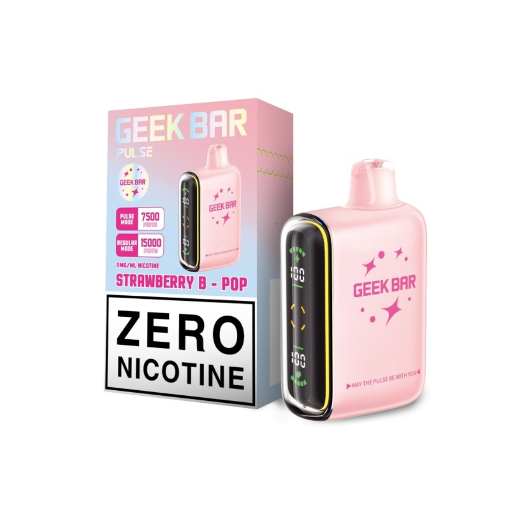 Geek Bar Pulse Zero Nicotine Disposable Vape 15000 Puffs - Strawberry B-Pop
